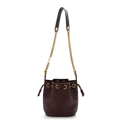 Saint Laurent Lambskin Carre Quilted Cassandre Small Bucket Bag Hot Wine 1 of 13