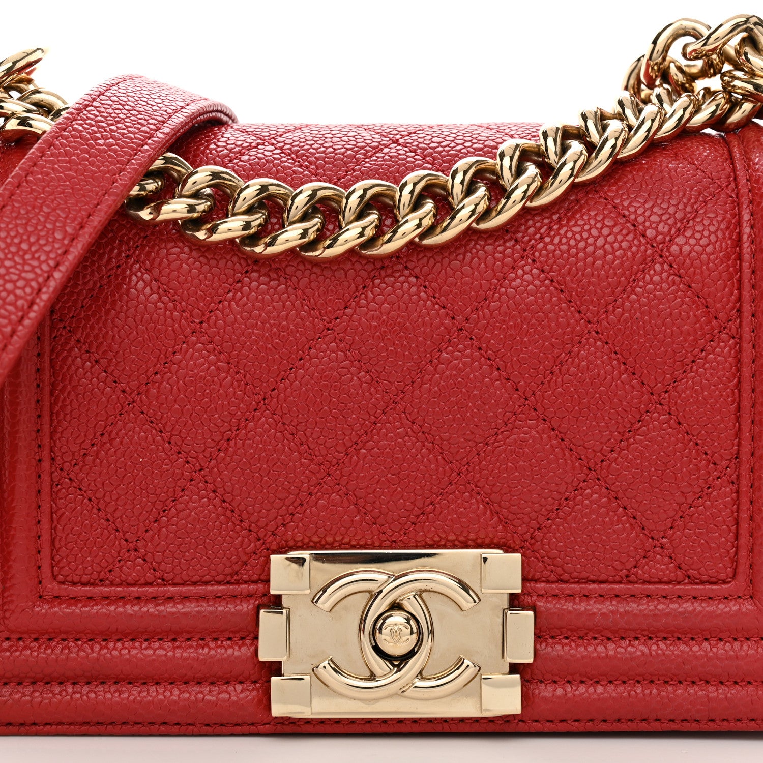 Chanel Caviar Quilted Small Boy Flap Dark Red 8 of 11