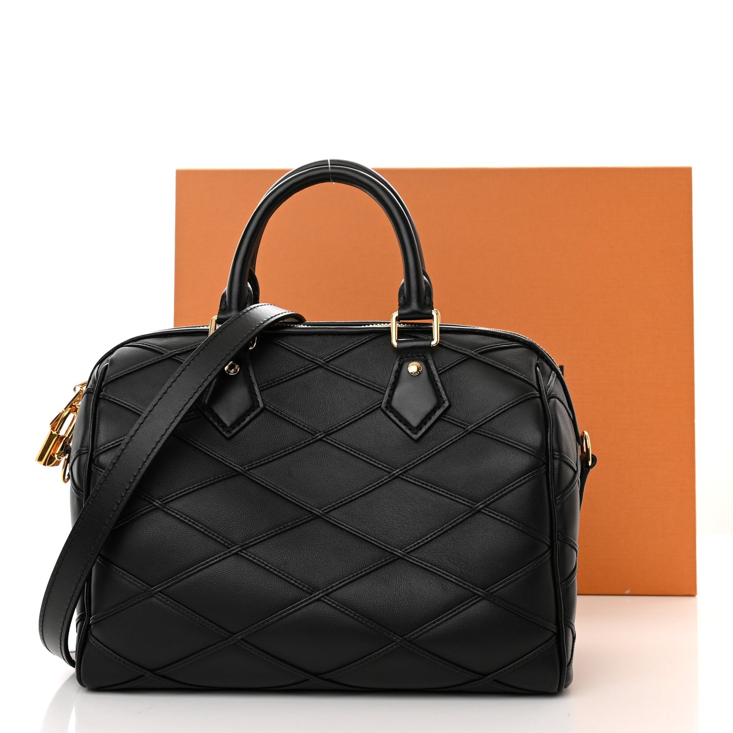 Lambskin Malletage Speedy Bandouliere 25 Black