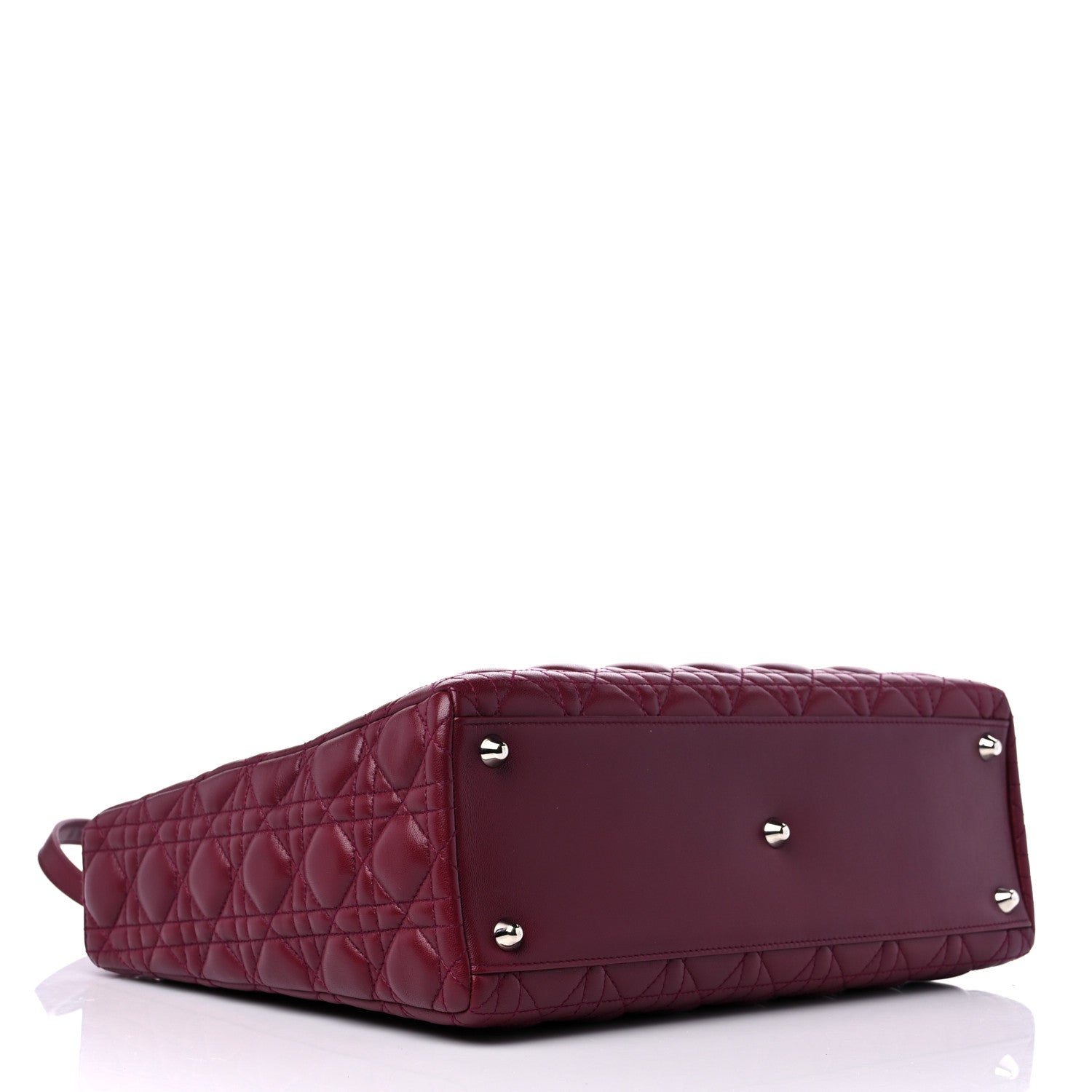 Christian Dior Lambskin Cannage Large Lady Dior Burgundy 4 of 10