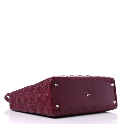 Christian Dior Lambskin Cannage Large Lady Dior Burgundy 4 of 10