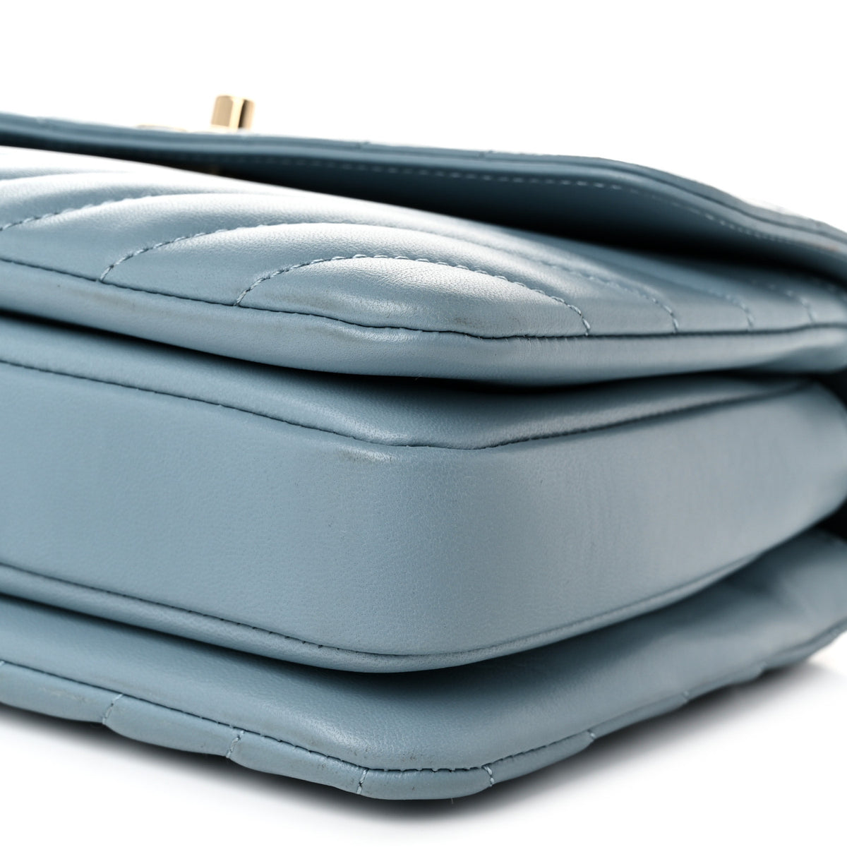 Lambskin Chevron Quilted Small Trendy CC Flap Dual Handle Bag Blue
