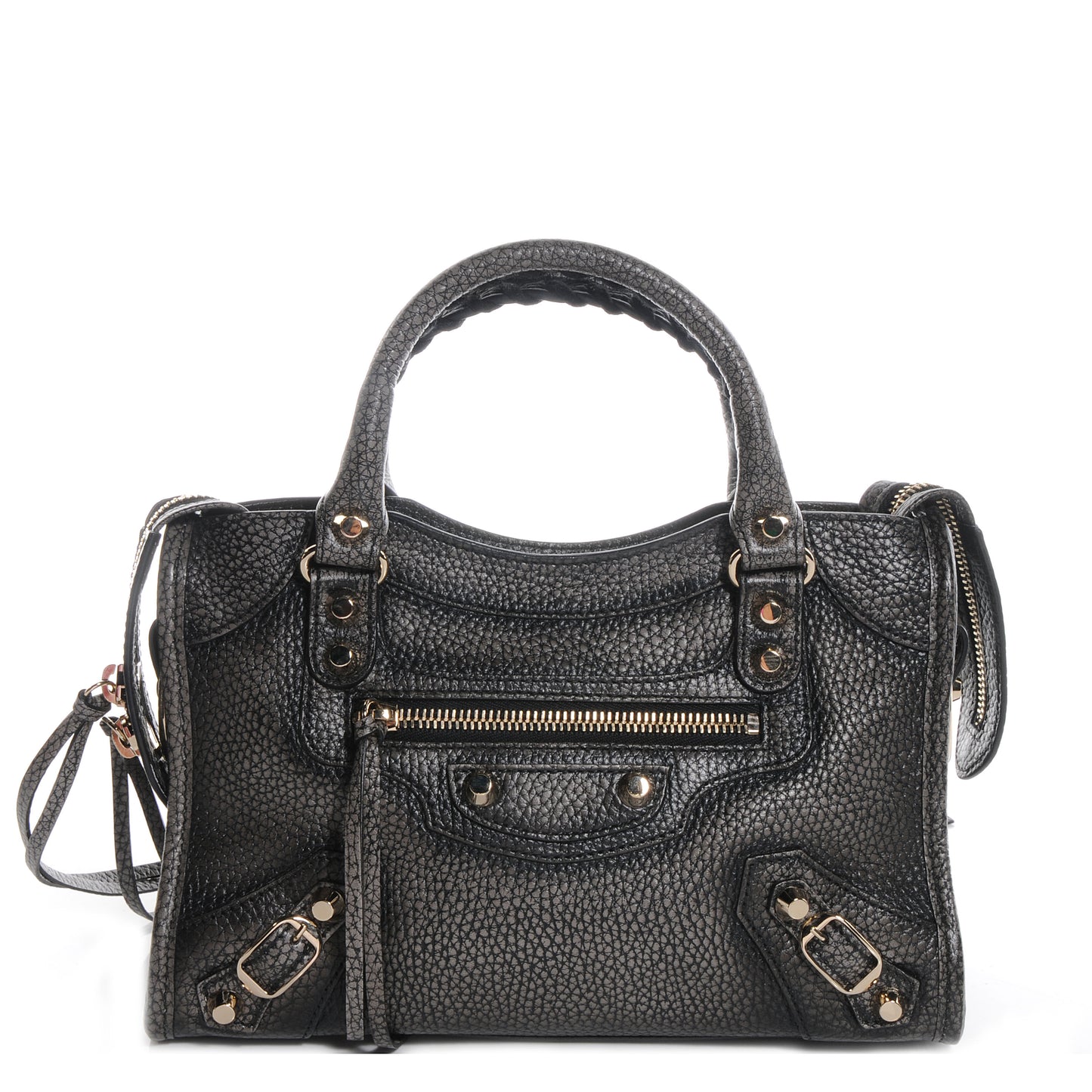 Grained Calfskin Classic Gold Hardware Mini City Ombre Grey Gradient