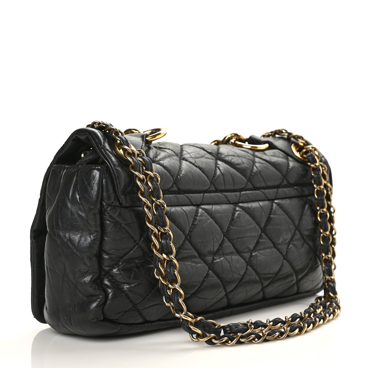 Chanel Aged Calfskin Quilted Medium Pondichery Flap Black 2 of 9