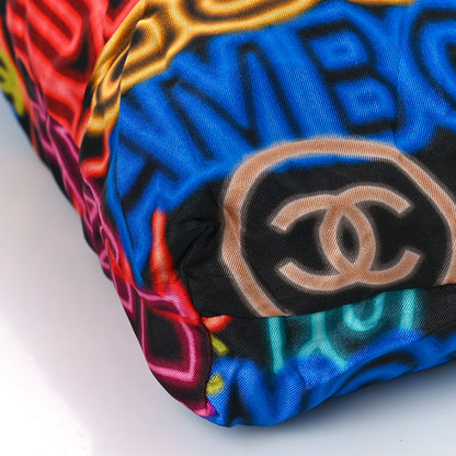 Chanel Caviar Fabric Graffiti Foldable Tote Bag With Chain Black Multicolor 12 of 15