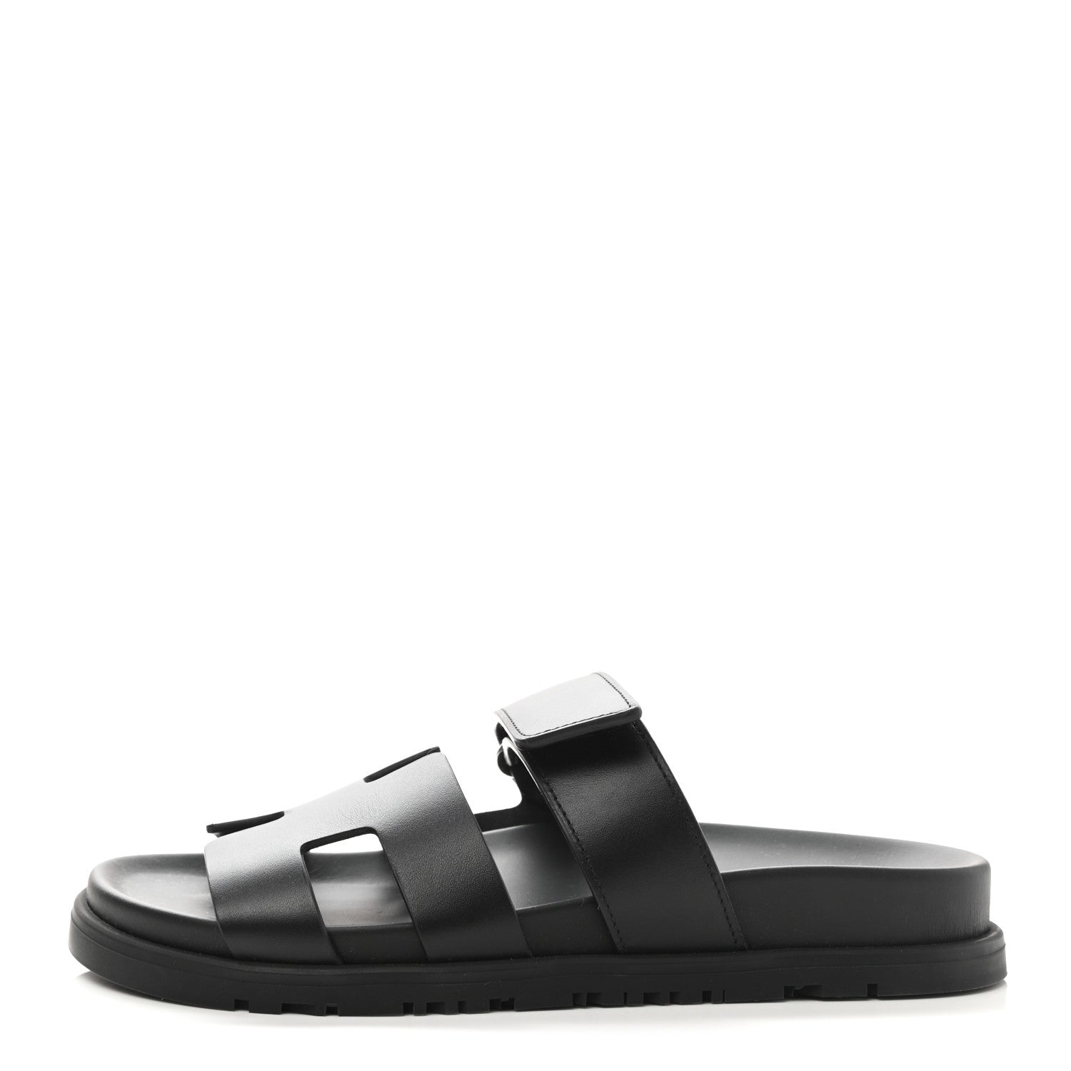 Hermes Calfskin Womens Chypre Sandals 35.5 Black 1 of 9