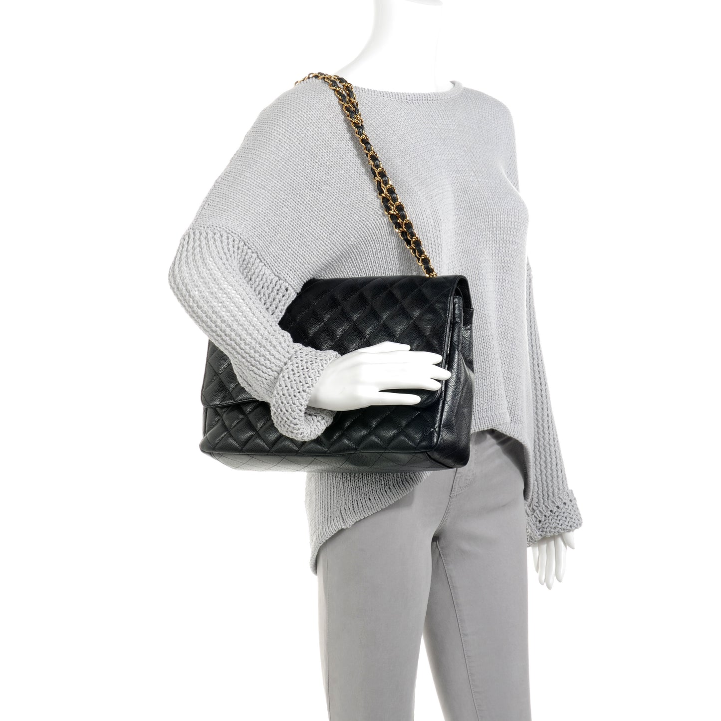 Caviar Quilted Maxi Double Flap Black