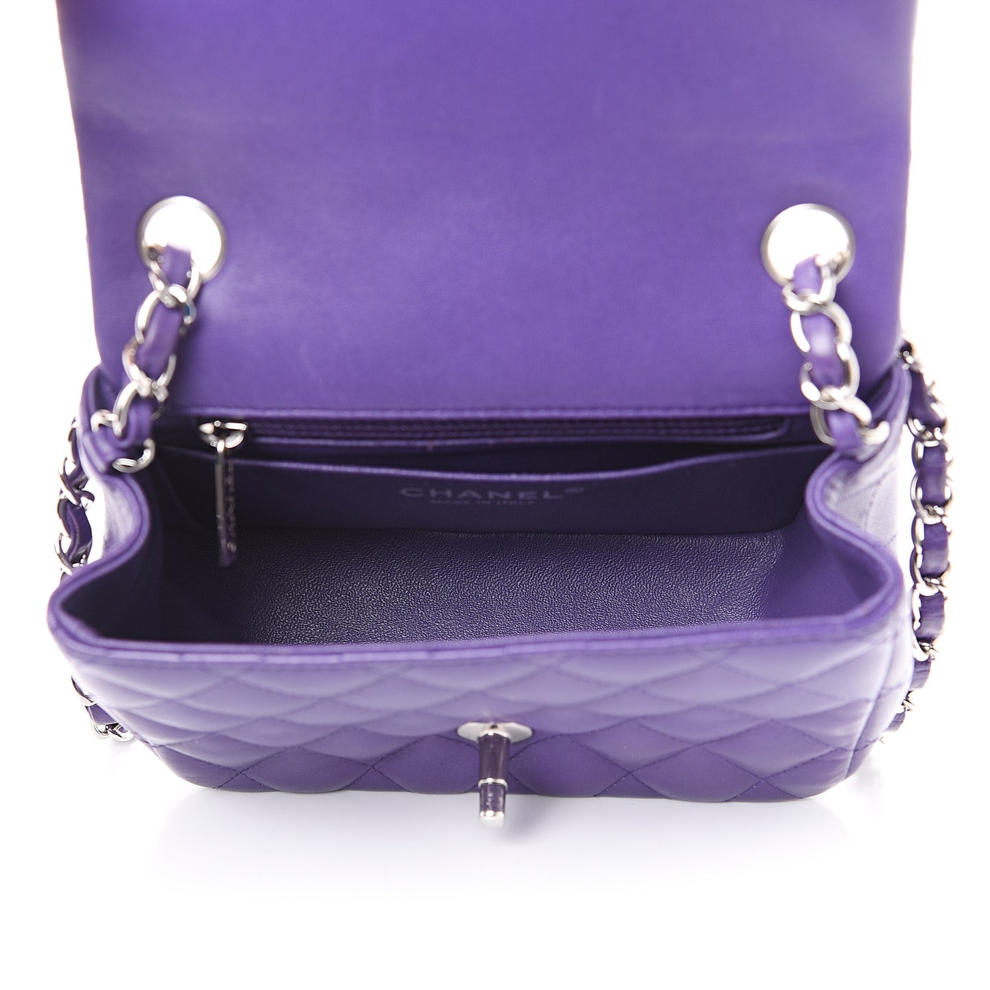 Lambskin Quilted Mini Square Flap Purple