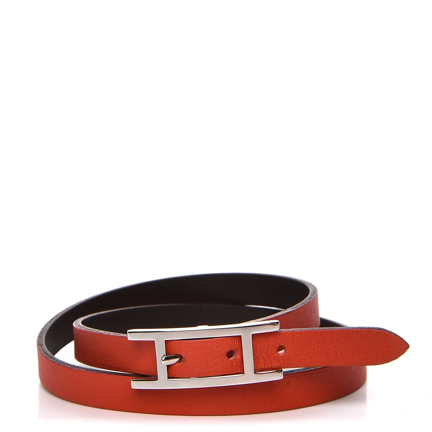 Hermes Swift Chamonix Behapi Double Tour Reversible Bracelet Large Capucine Chocolate 1 of 5