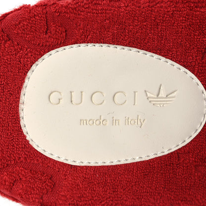 Gucci X ADIDAS Terry Cloth GG Monogram Womens Platform Sandals 38 Maple Red Off White 9 of 9