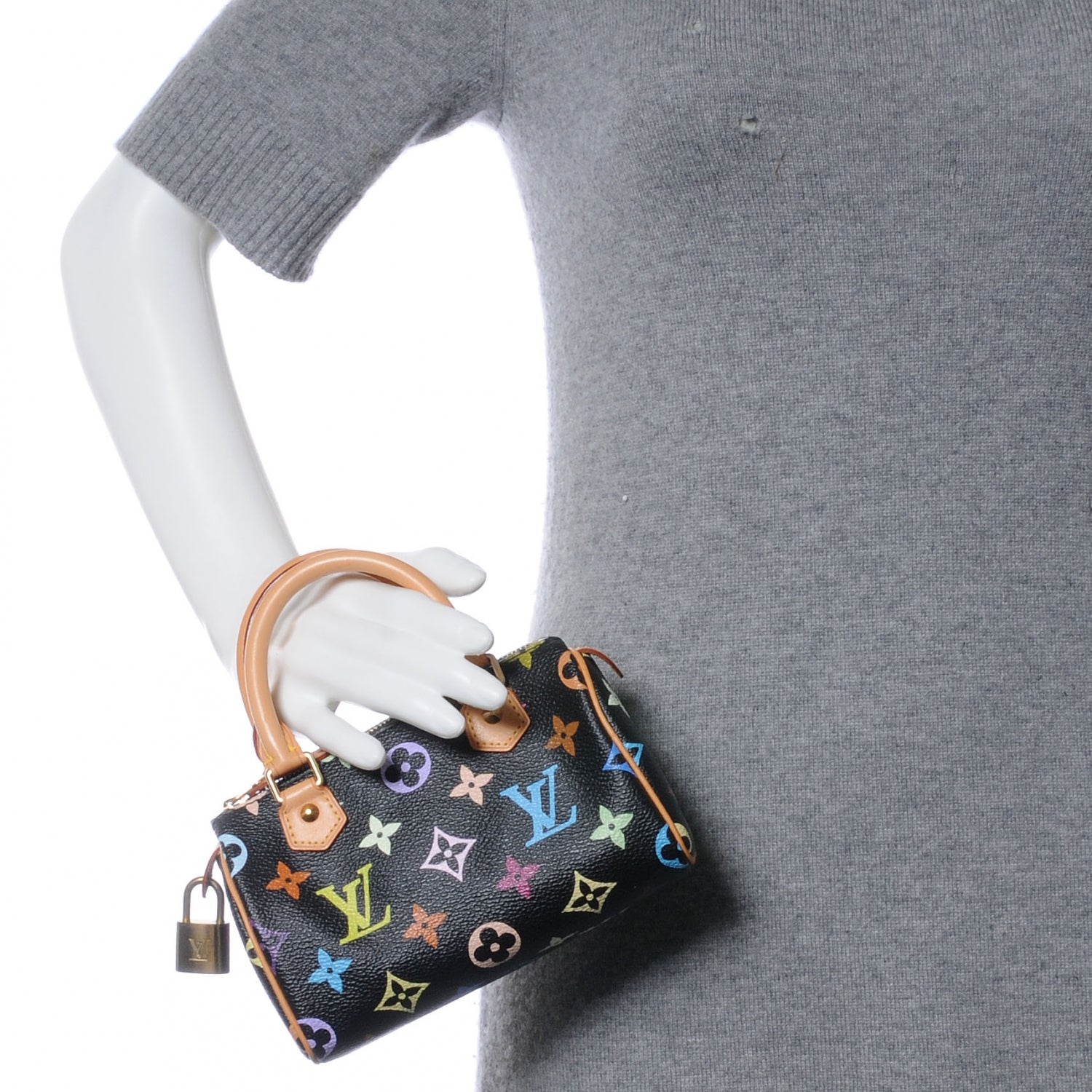 Louis Vuitton Monogram Multicolor Mini Sac HL Speedy Black 2 of 6