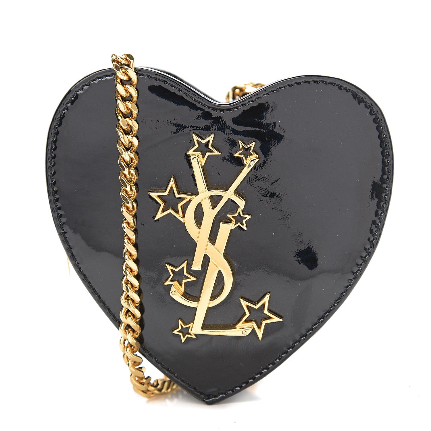 Saint Laurent Patent Small Love Heart Chain Bag Black 1 of 9