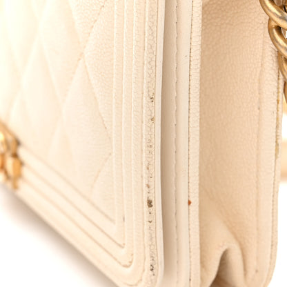 Chanel Caviar Quilted Boy Wallet On Chain WOC White 13 of 13