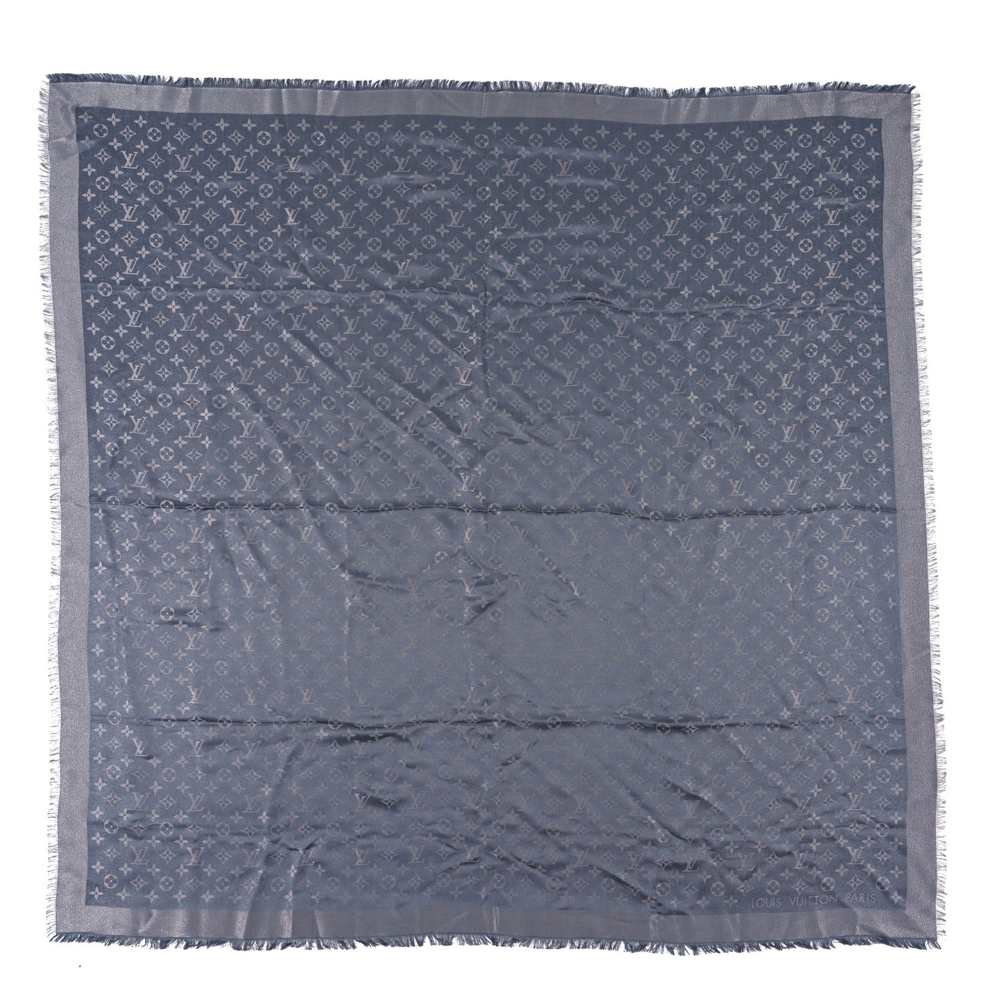 Silk Lurex Wool Monogram Shine Shawl Charcoal Grey
