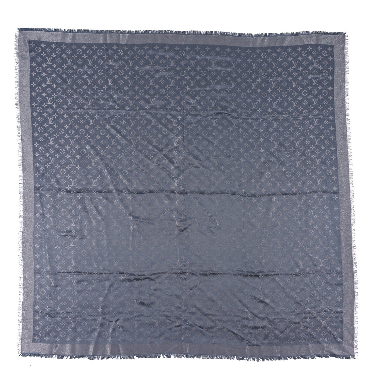 Louis Vuitton Silk Lurex Wool Monogram Shine Shawl Charcoal Grey 1 of 3