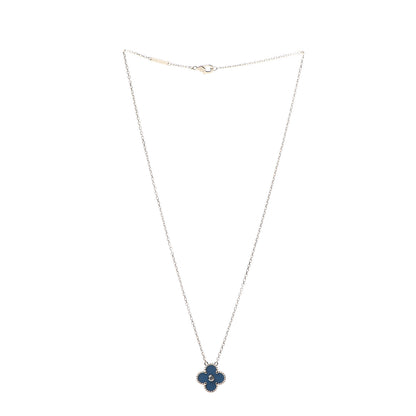 Van Cleef & Arpels 18K Yellow Gold Diamond Celestial Blue Sevres Porcelain Vintage Alhambra Pendant Necklace 3 of 5