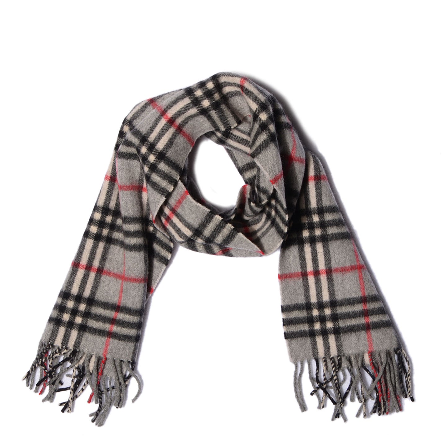 Cashmere Nova Check Fringe Scarf Charcoal