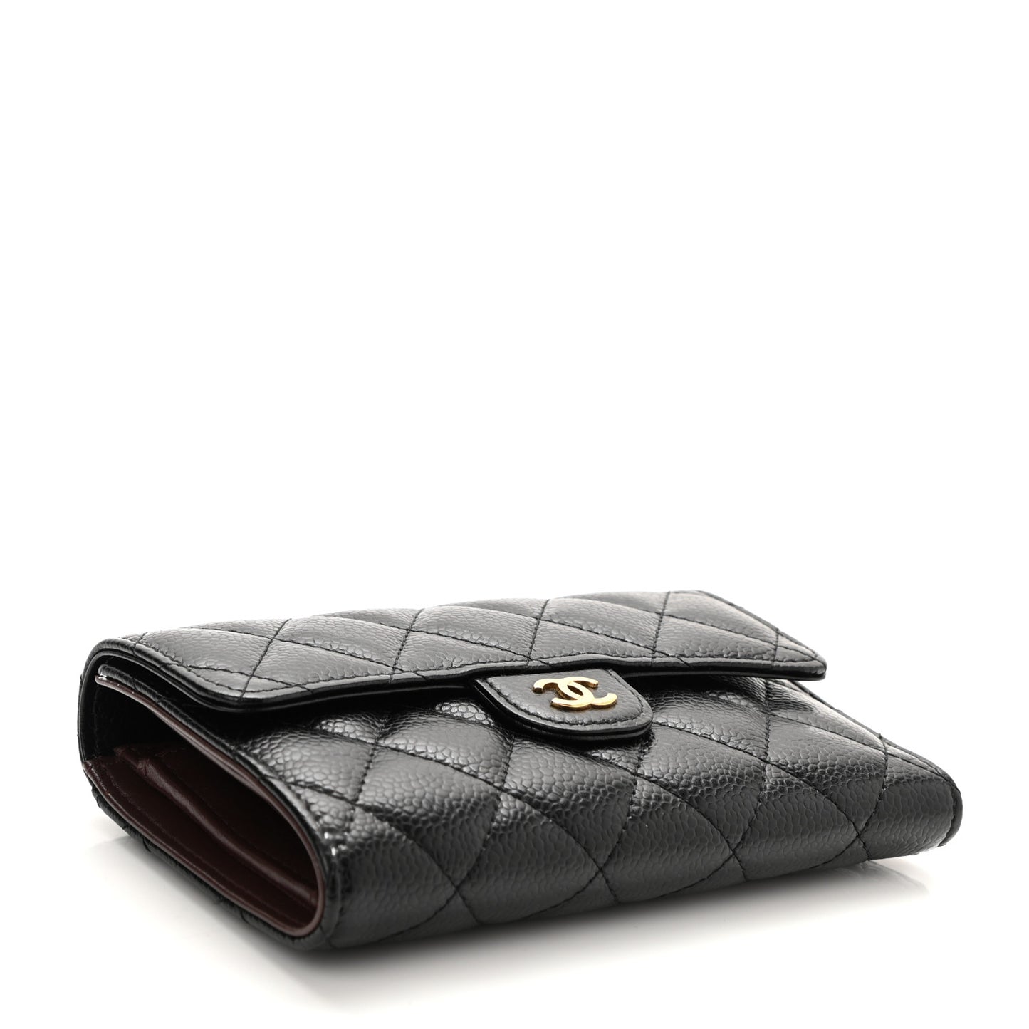 Caviar Quilted Medium Flap Wallet Black