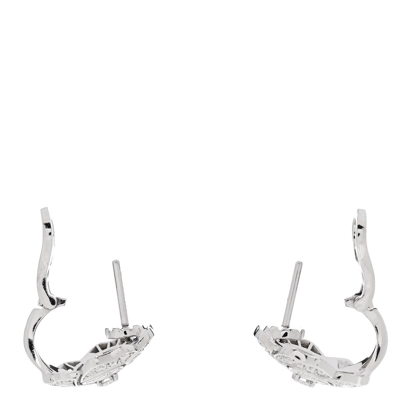 18K White Gold Diamond Bouton de Camelia Earrings