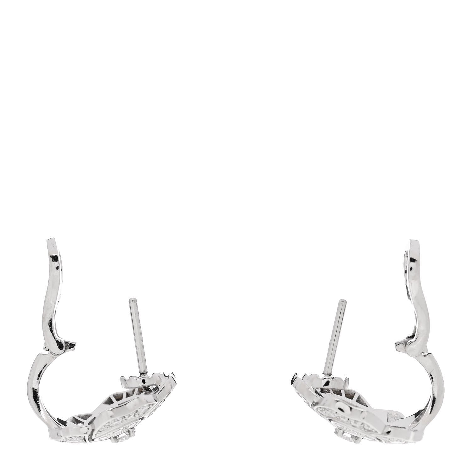 Chanel 18K White Gold Diamond Bouton de Camelia Earrings 3 of 4