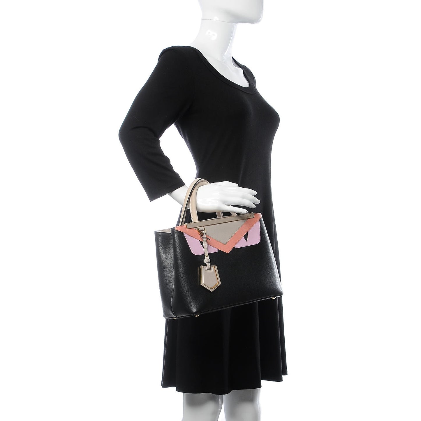 Vitello Elite Monster Petite 2Jours Tote Black Grigio Polvere Multicolor