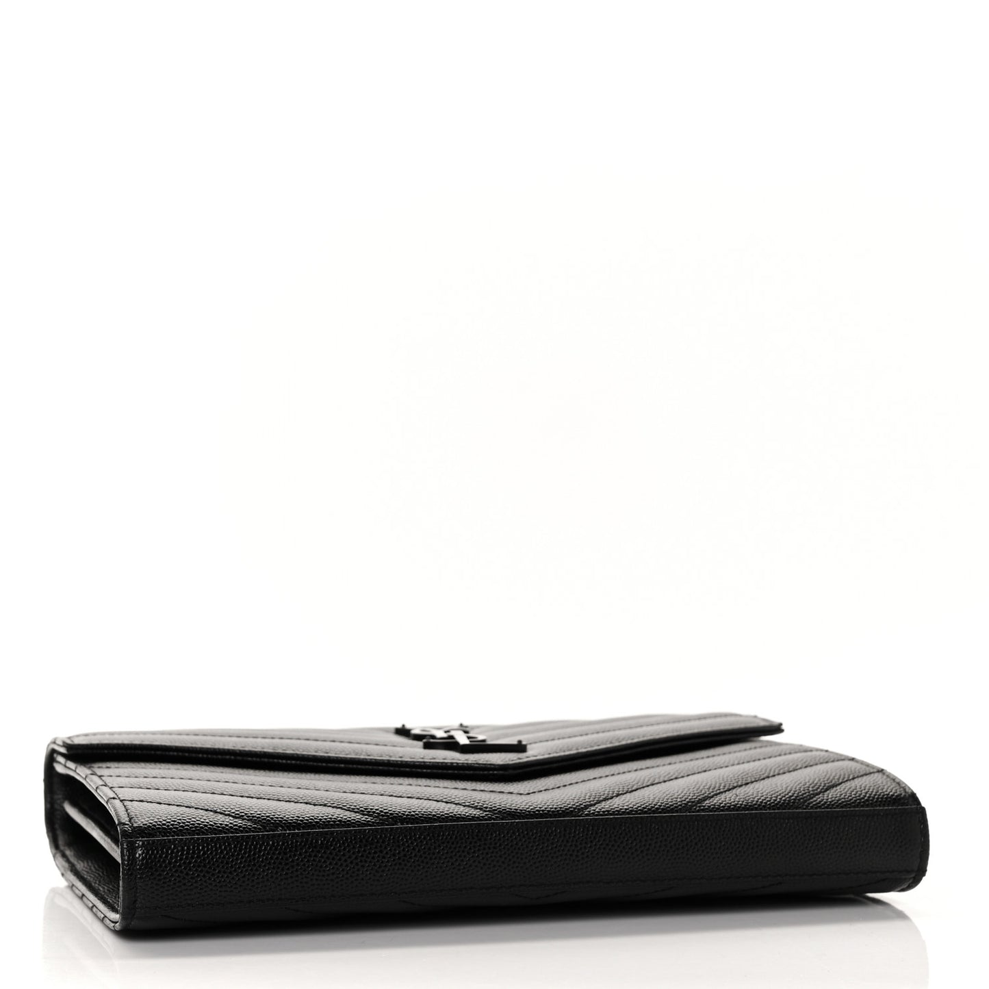 Grain De Poudre Matelasse Chevron Monogram Chain Wallet Black