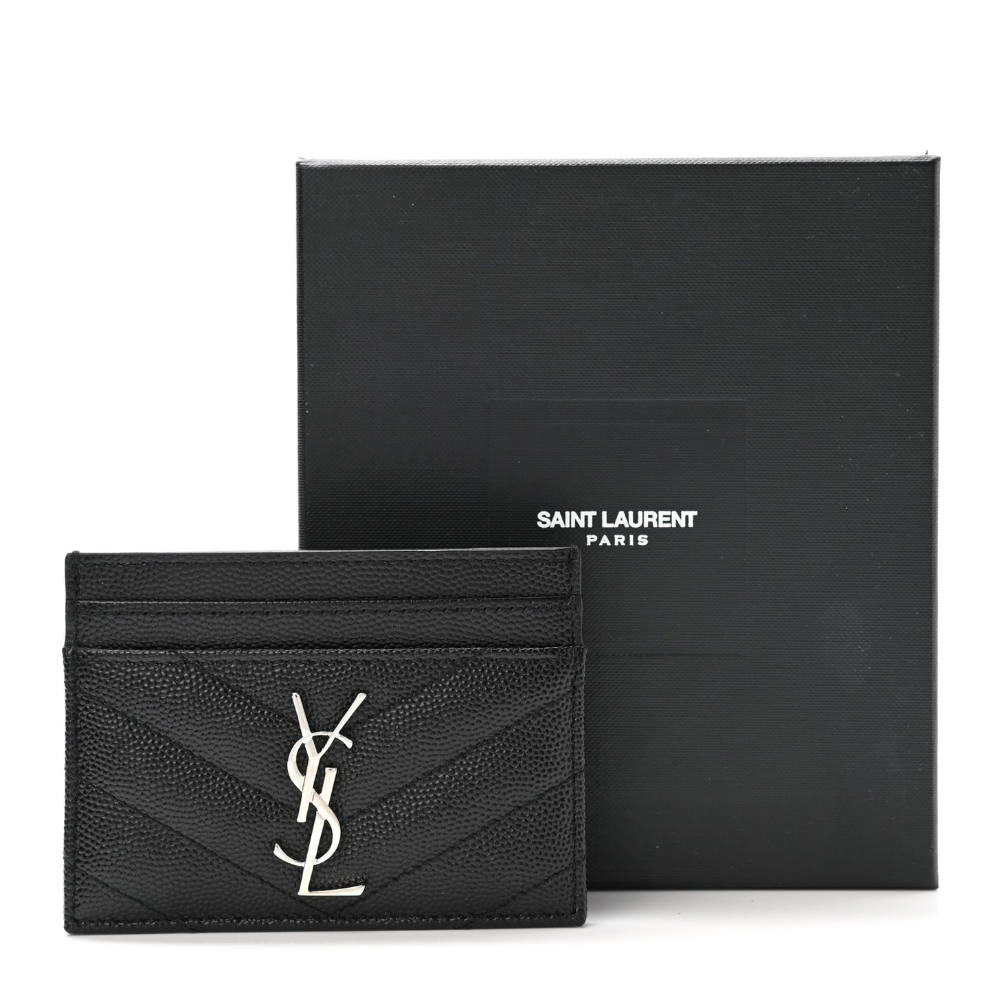 Grain De Poudre Matelasse Chevron Monogram Credit Card Case Black