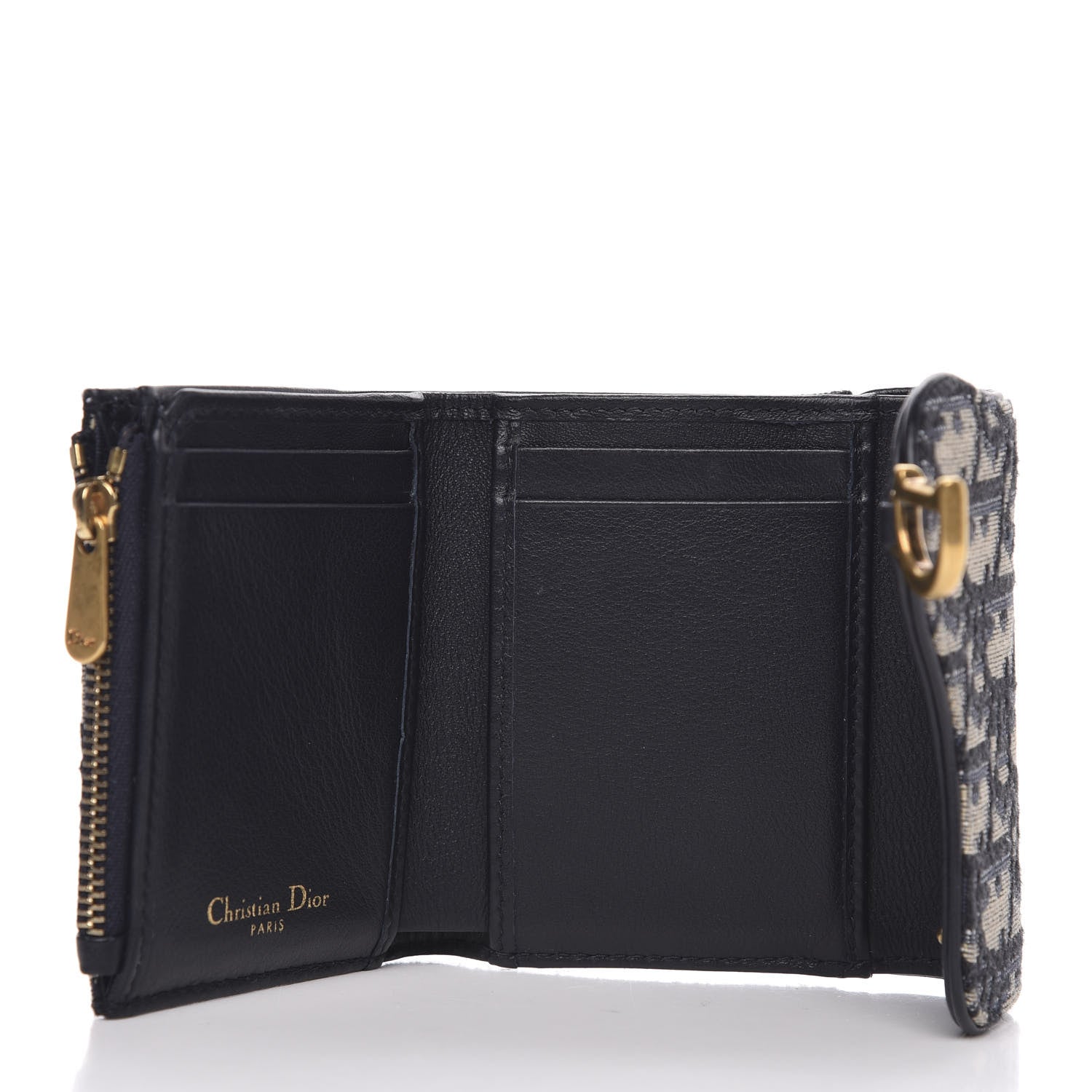 Christian Dior Oblique Saddle Lotus Wallet Blue 5 of 8
