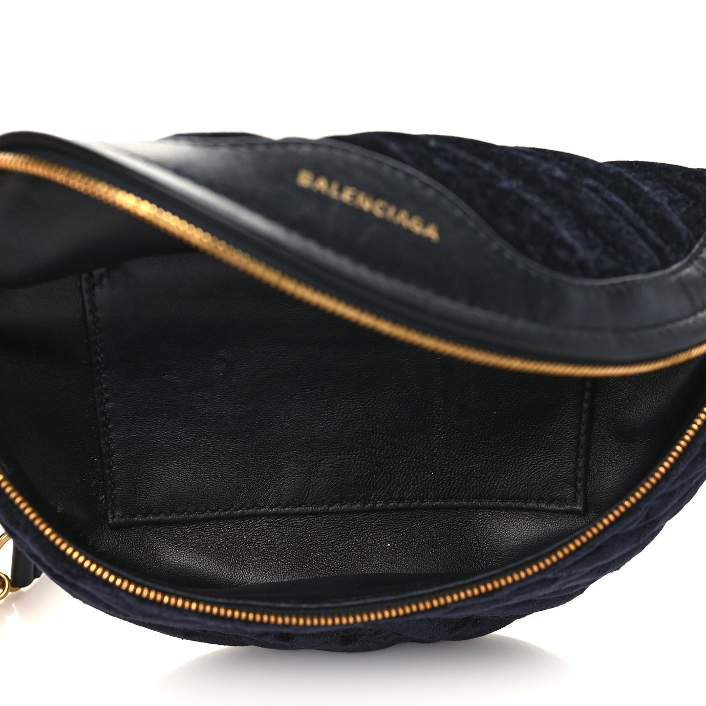Crushed Velvet Logo Embossed XXS Souvenir Belt Bag Black