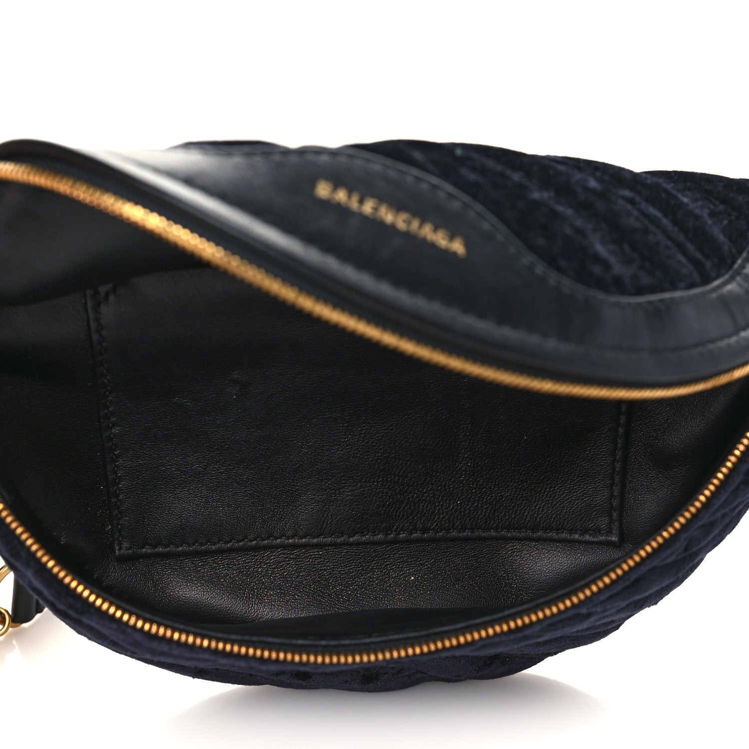 Balenciaga Crushed Velvet Logo Embossed XXS Souvenir Belt Bag Black 5 of 6