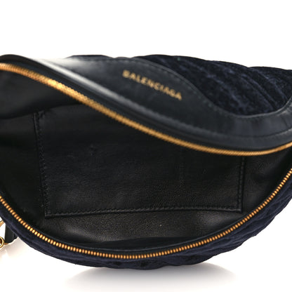 Balenciaga Crushed Velvet Logo Embossed XXS Souvenir Belt Bag Black 5 of 6