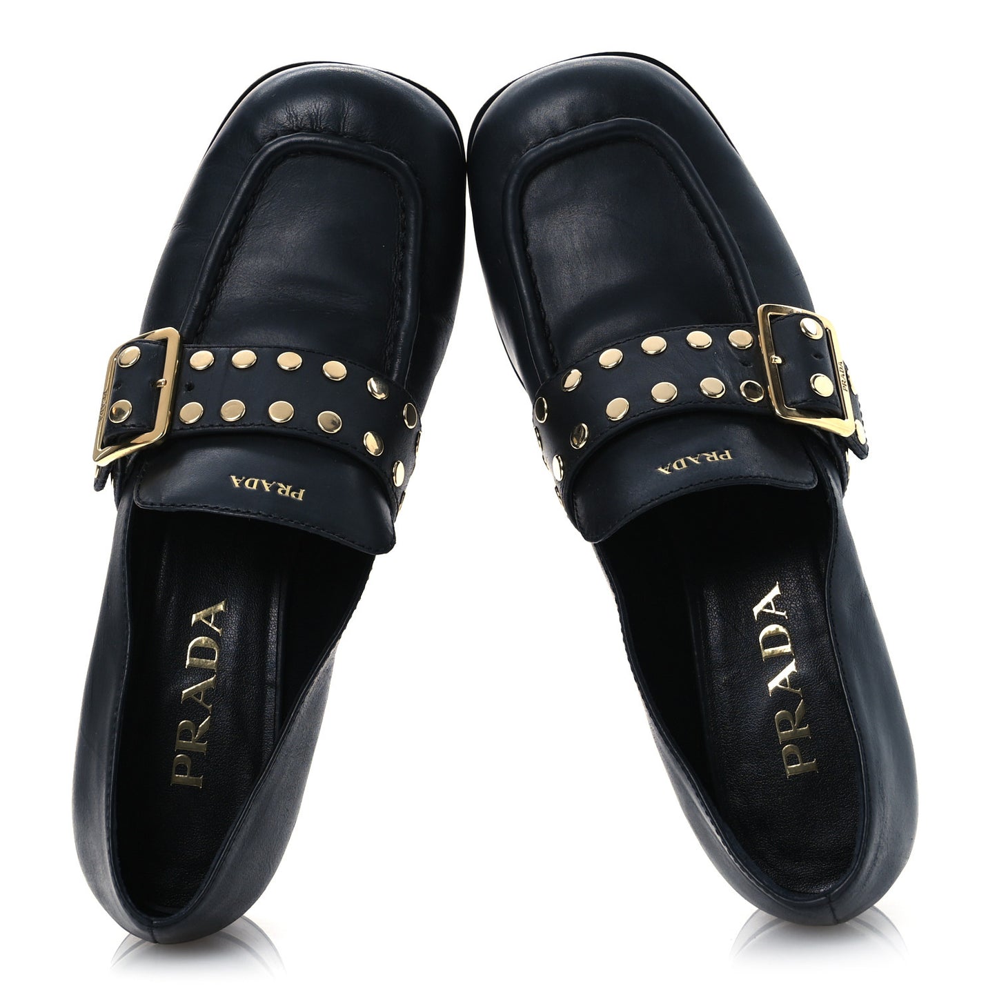 Calfskin Modellerie Stud Loafers 36.5 Black