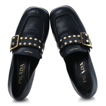 Prada Calfskin Modellerie Stud Loafers 36.5 Black 2 of 16
