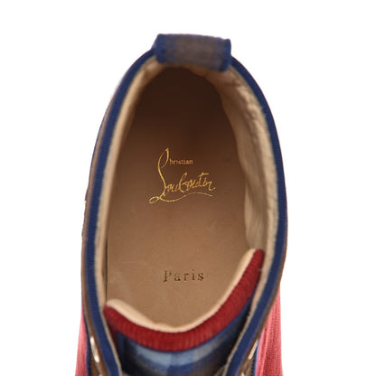 Christian Louboutin Mens Corduroy Plaid Rantus Orlato Sneakers 47.5 Rouge DM Blue 6 of 8