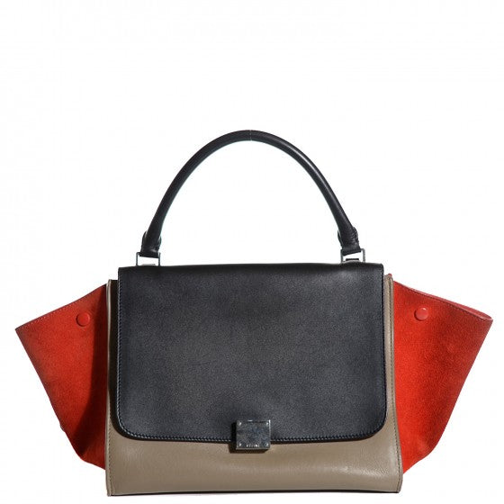 Smooth Calfskin Suede Medium Tri-Color Trapeze