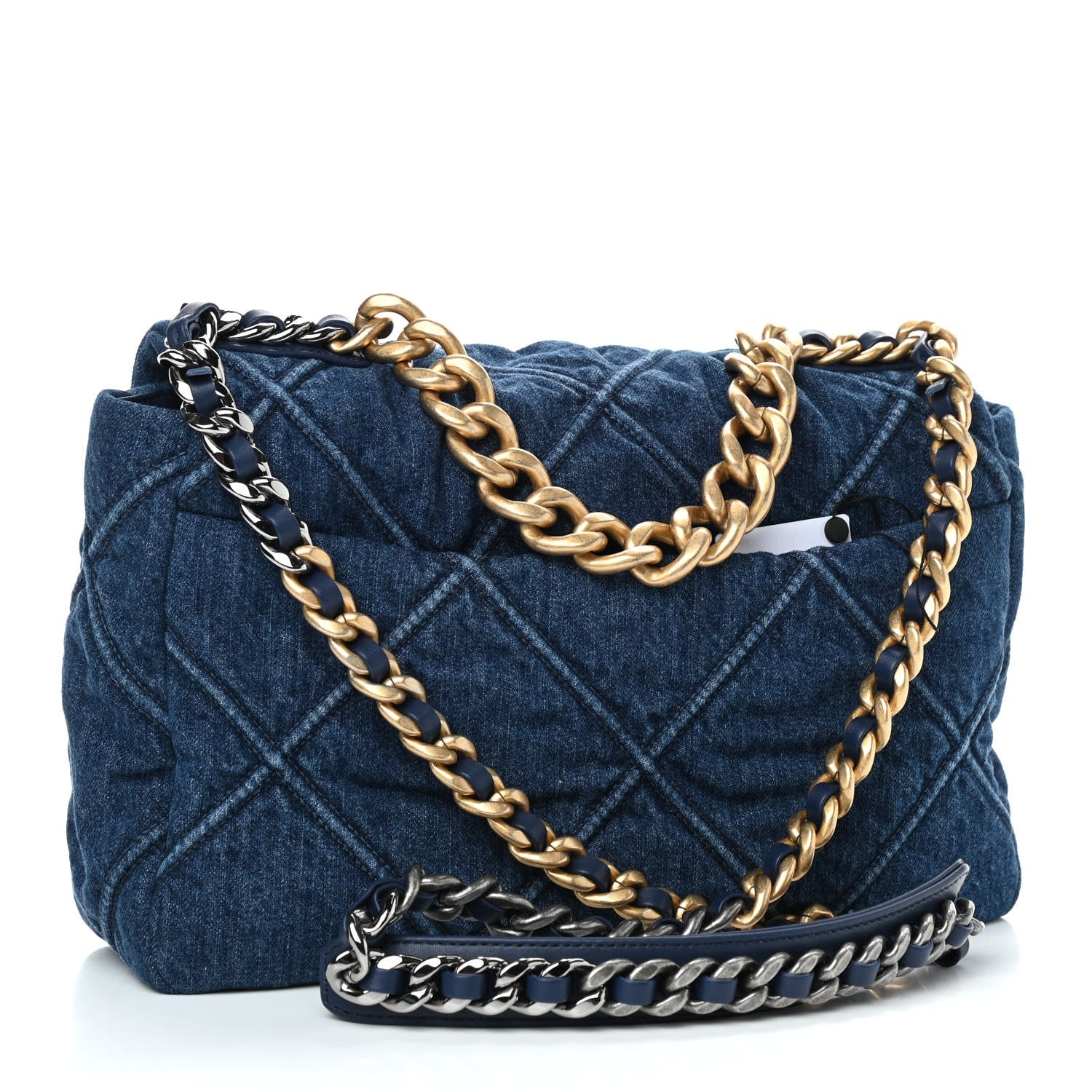 Chanel Denim Quilted Large Chanel 19 Flap Blue 3 of 9