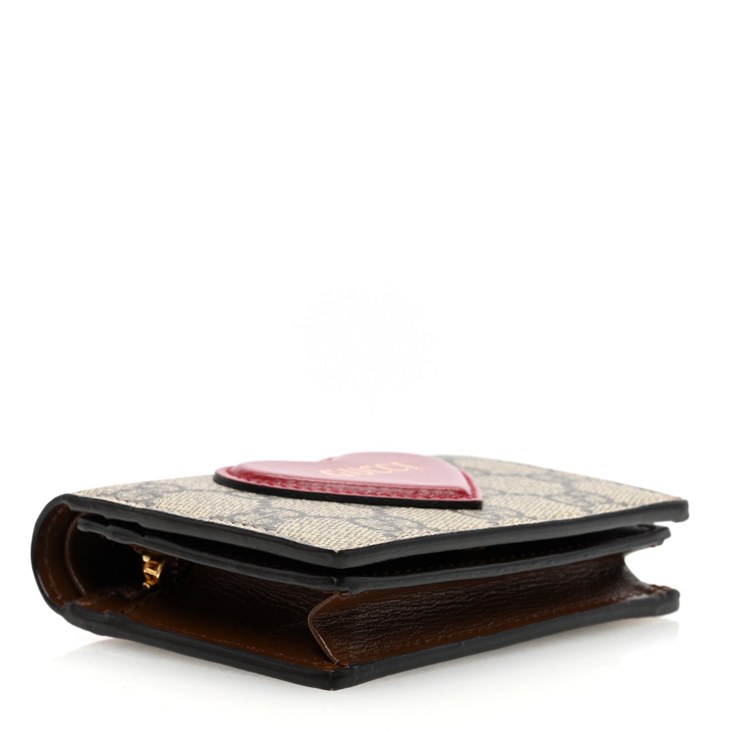 Gucci GG Supreme Monogram Script Logo Heart Card Case New Cherry Red Beige New Acero 4 of 7