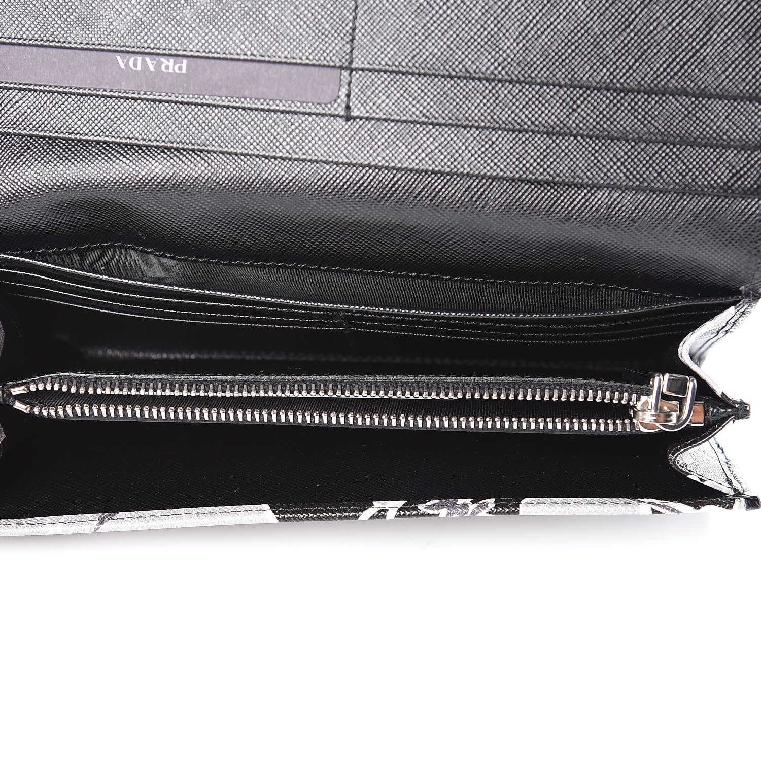Prada Saffiano Floral Print Continental Flap Wallet Black 5 of 9