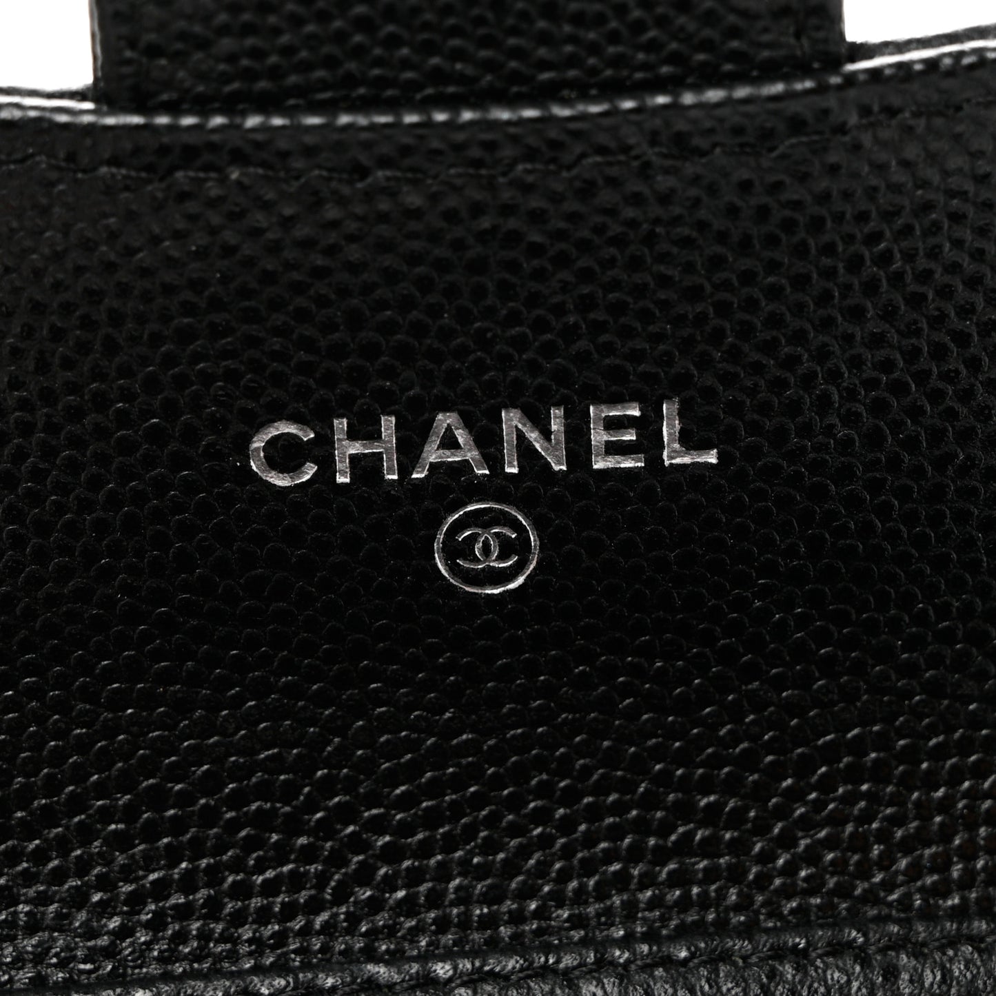 Caviar Quilted Flap Card Holder On Chain Black