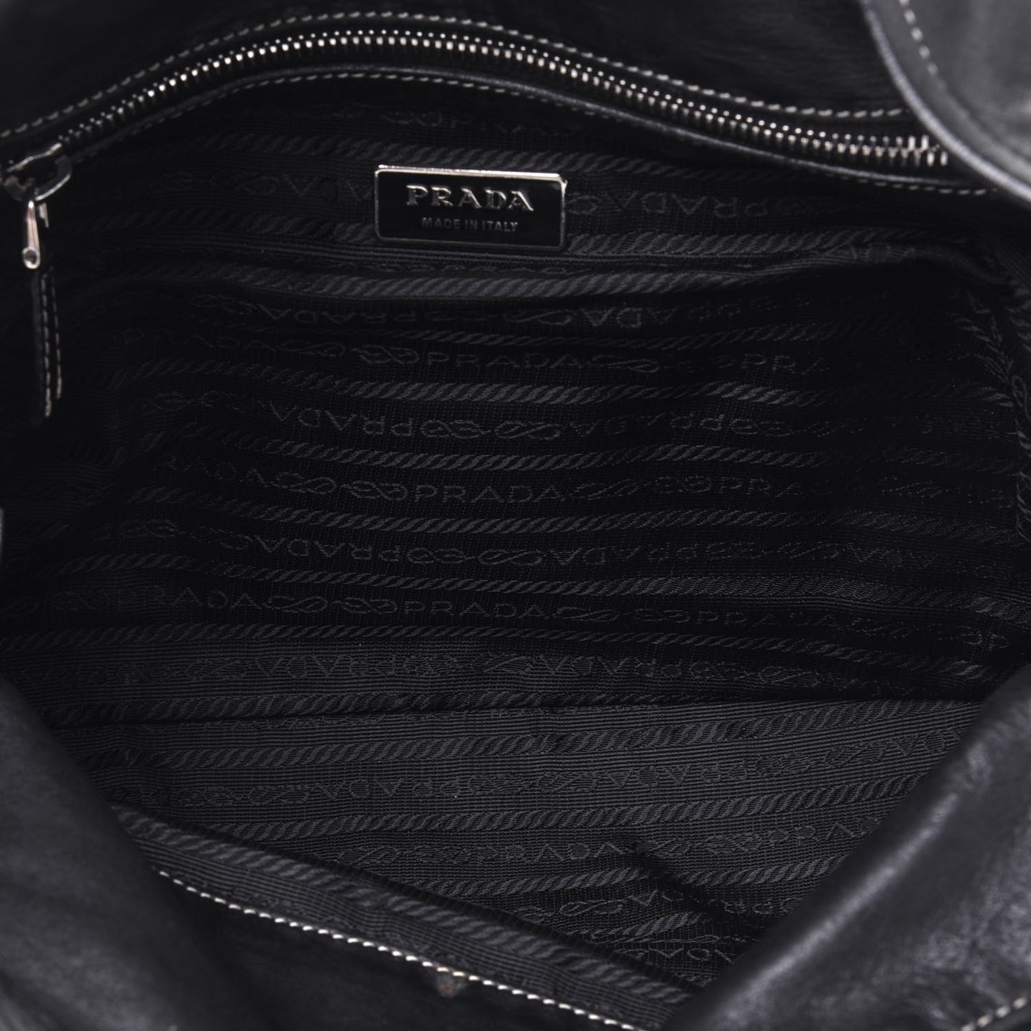 Tessuto Nylon Vitello Foldover Pushlock Satchel Black