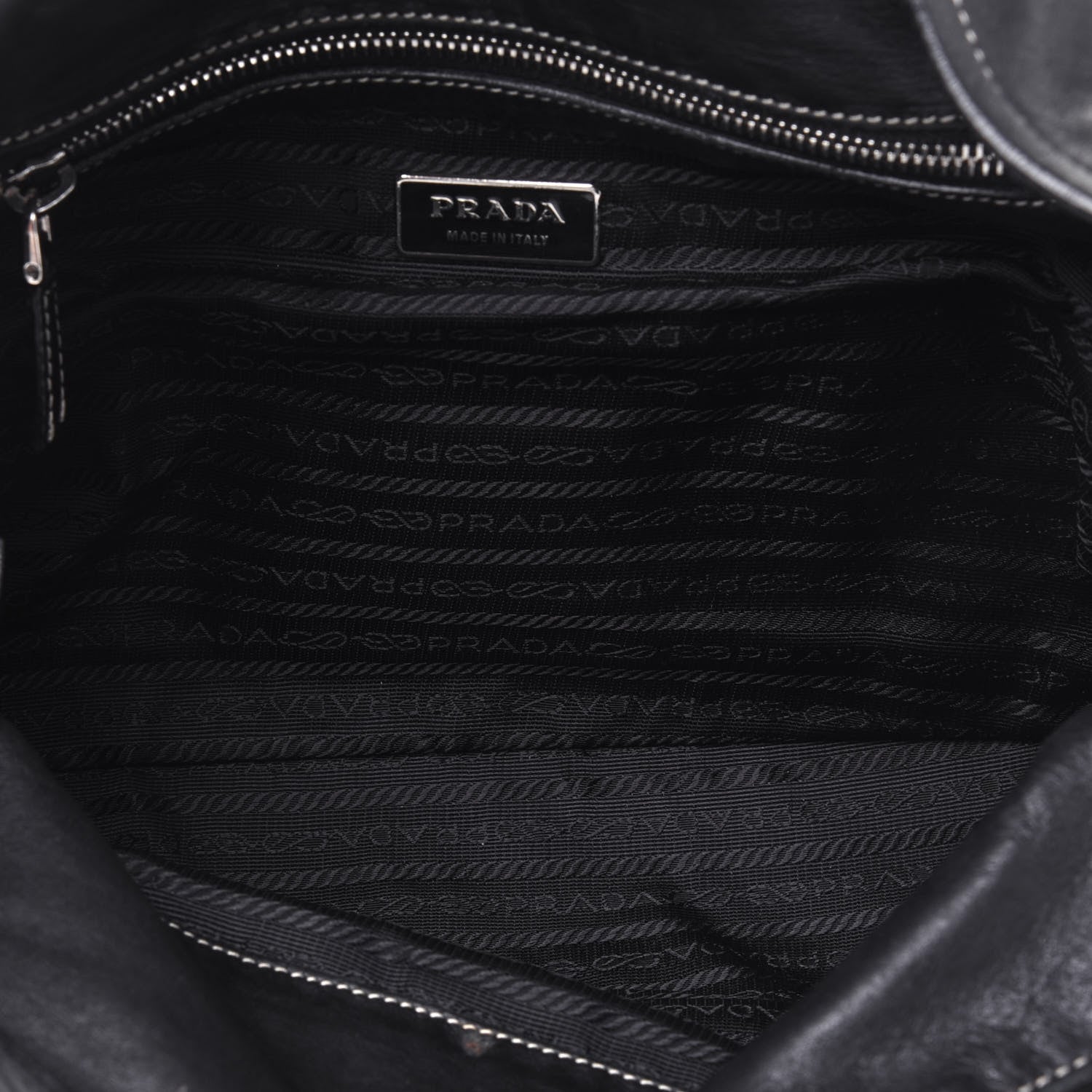 Prada Tessuto Nylon Vitello Foldover Pushlock Satchel Black 5 of 27