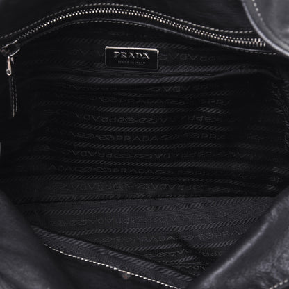 Prada Tessuto Nylon Vitello Foldover Pushlock Satchel Black 5 of 27