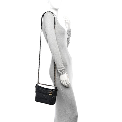 Chanel Aged Calfskin Quilted Small Gabrielle Hobo Black 2 of 10