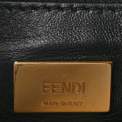Fendi Shearling Nappa Macro FF 1974 Mini Peekaboo Iconic Satchel Tobacco Black 7 of 10