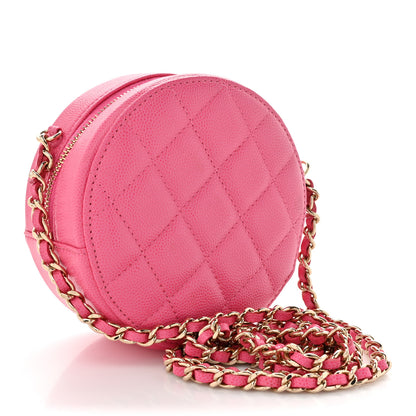 Chanel Caviar Quilted Round Clutch With Chain Pink 3 of 10