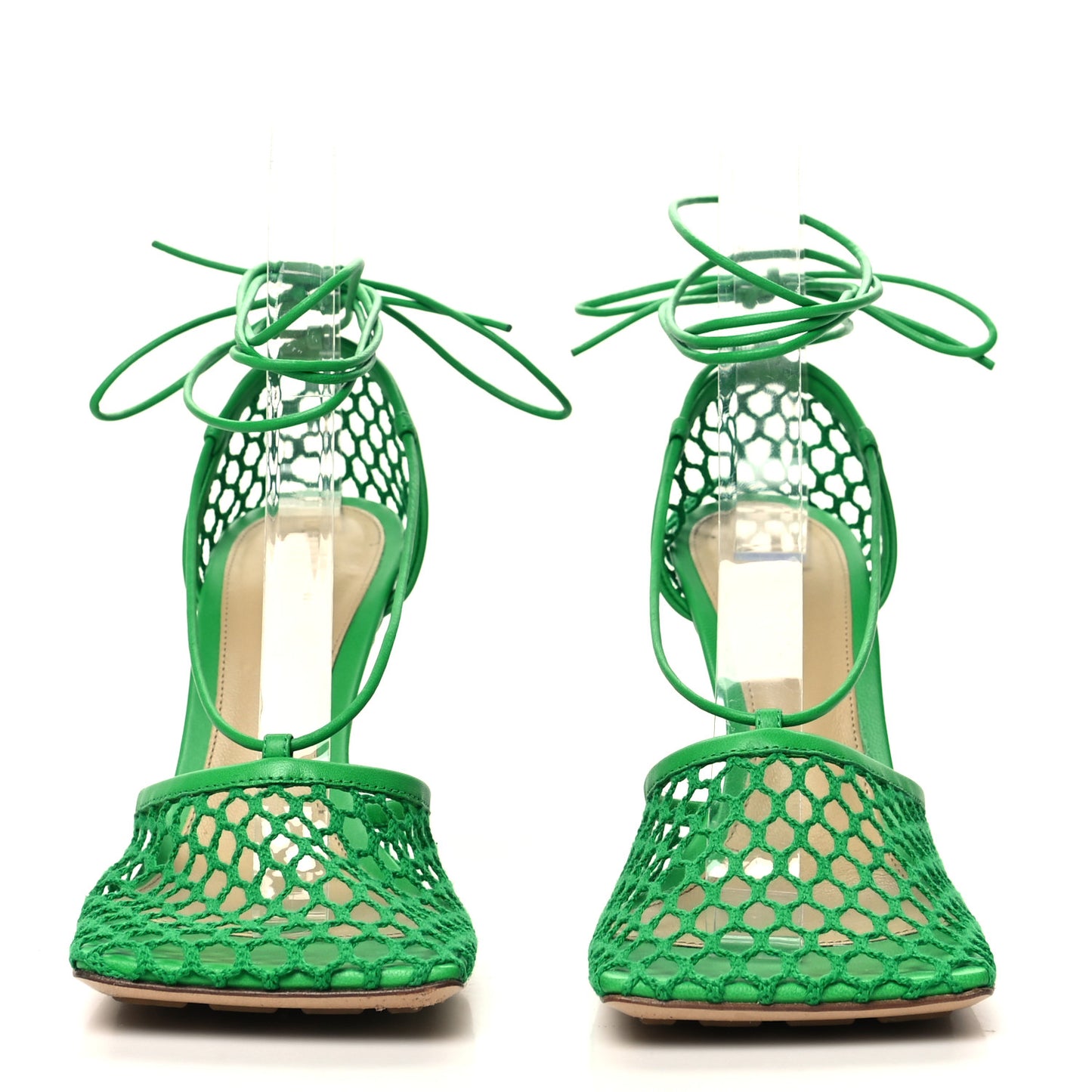 Mesh Nappa Stretch Ankle Tie 90mm Sandals 36.5 Grass