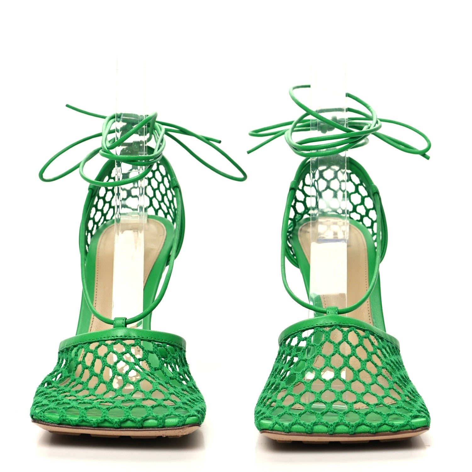 Bottega Veneta Mesh Nappa Stretch Ankle Tie 90mm Sandals 36.5 Grass 2 of 9