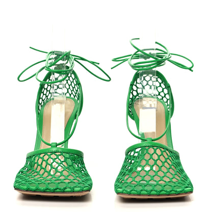 Bottega Veneta Mesh Nappa Stretch Ankle Tie 90mm Sandals 36.5 Grass 2 of 9