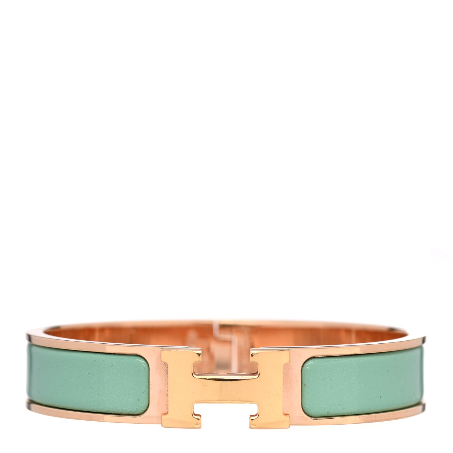 Hermes Enamel Narrow Clic Clac H Bracelet PM Vert Aqua 1 of 4