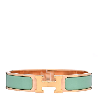 Hermes Enamel Narrow Clic Clac H Bracelet PM Vert Aqua 1 of 4